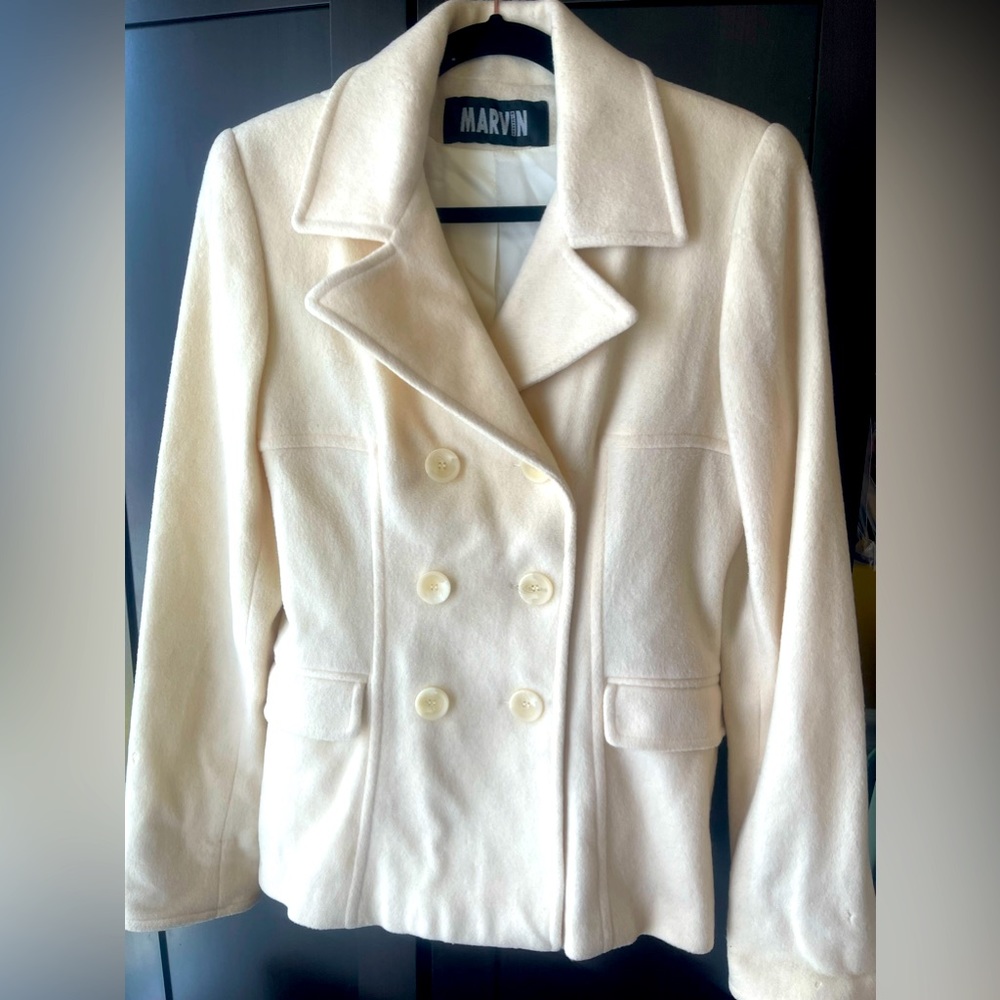 Off White/Creme Colored Double Breasted Coat